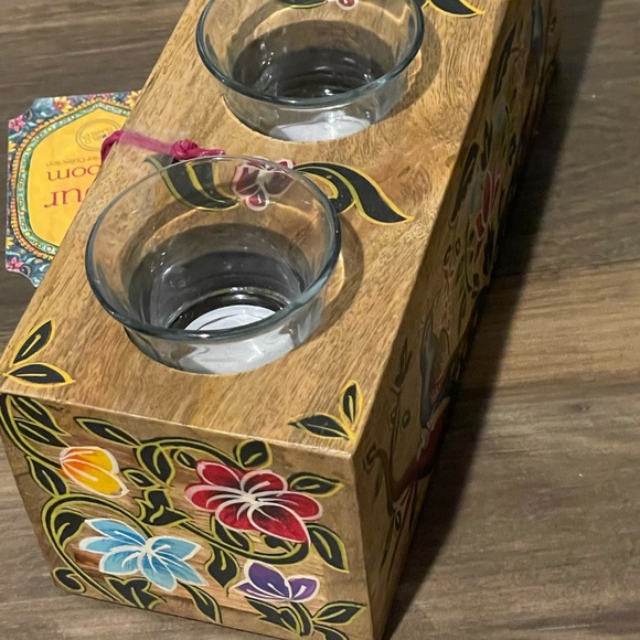 Jaipur in Bloom Tealight Holder NWT Floral Peacock Decor - Picture 9 of 13